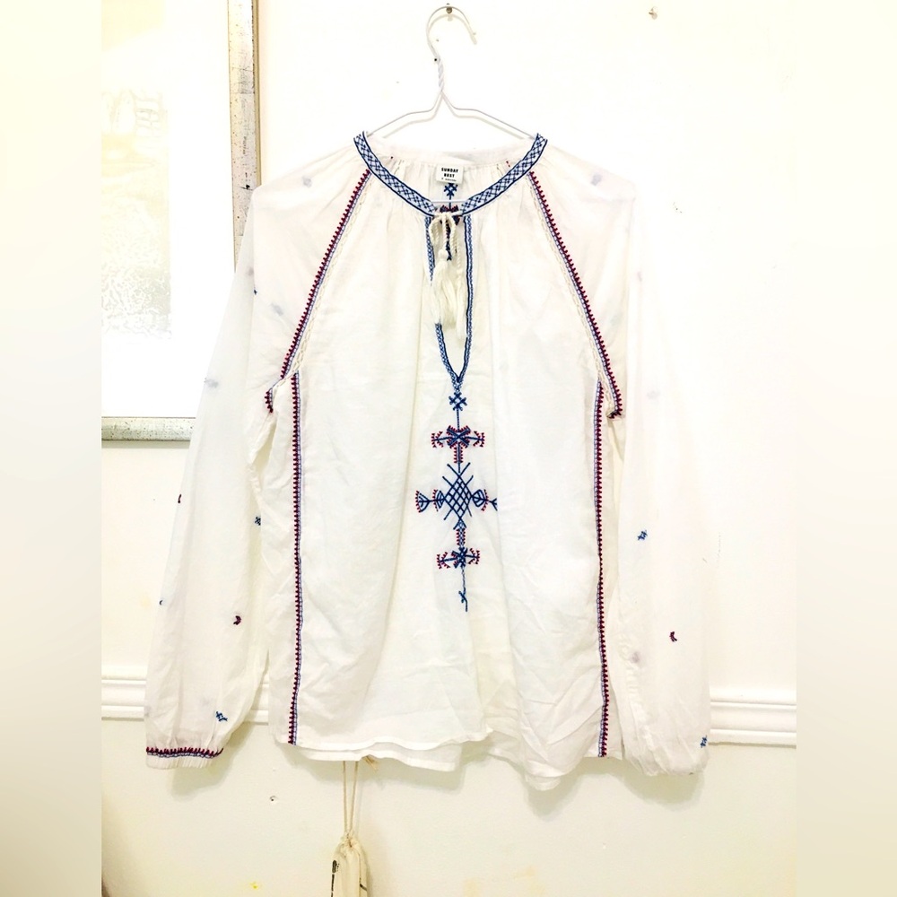 Sunday Best Embroidered Coastal Boho blouse